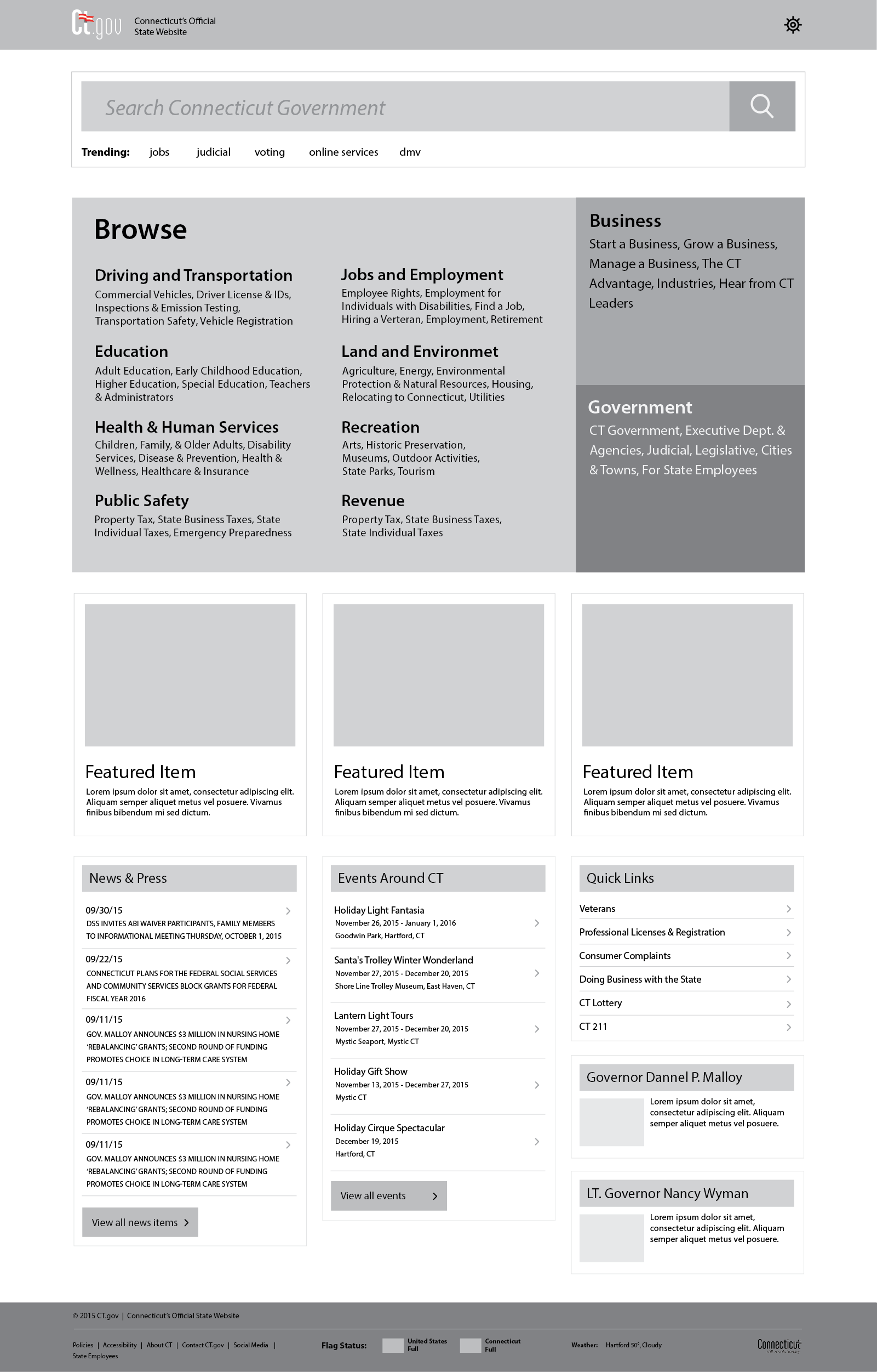 Wireframe of new home page