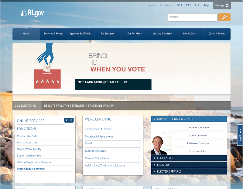 RI.gov website - 2012